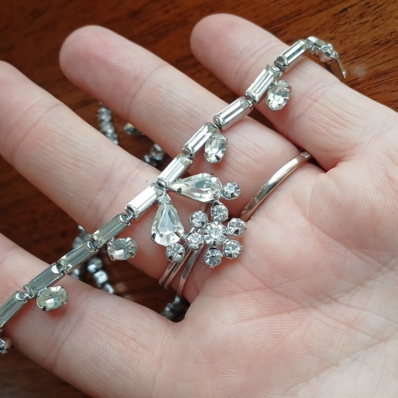 Phyllis Sterling Silver Vintage Crystal Flower Necklace Like New! RARE - Picture 6 of 8